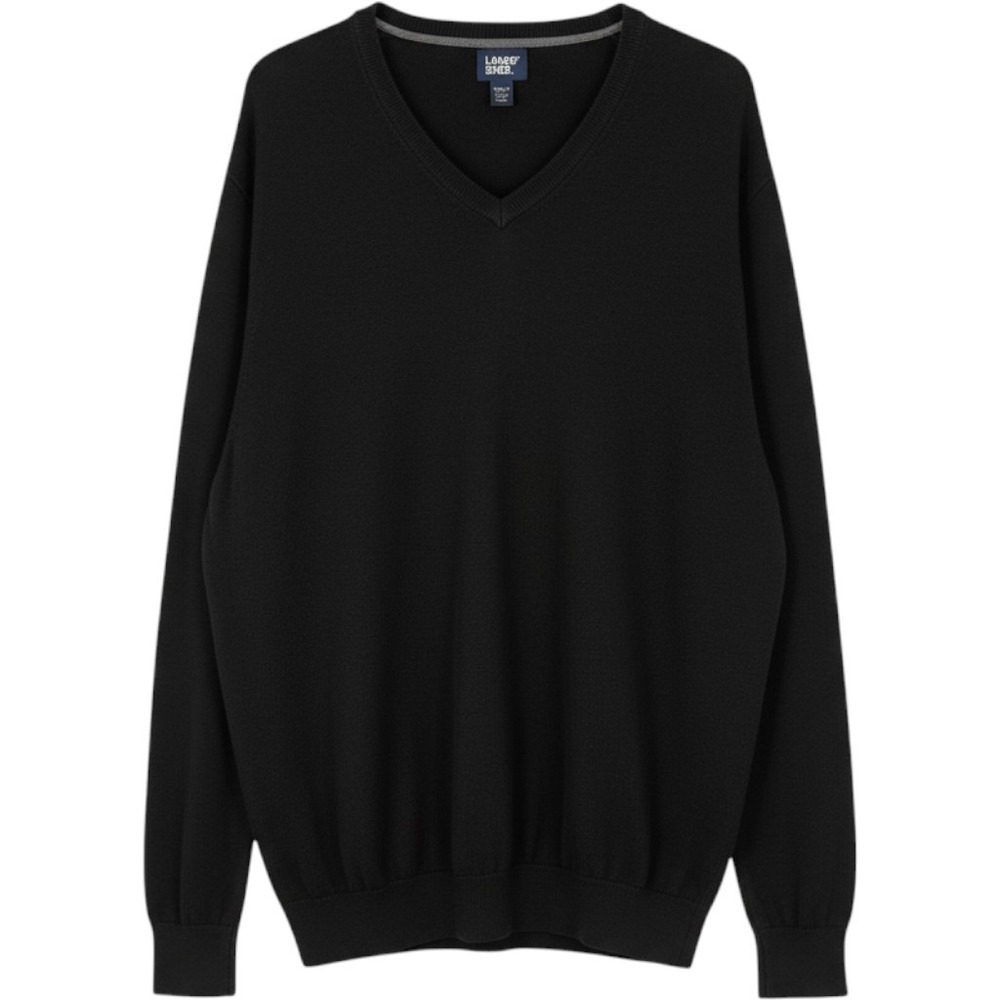 Lands' End V-Neck Sweater Mens 3XL/T Supima Cotton Navy Blue Pullover Casual